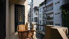 Golden hour views from your $6 dorm in Hanoi
